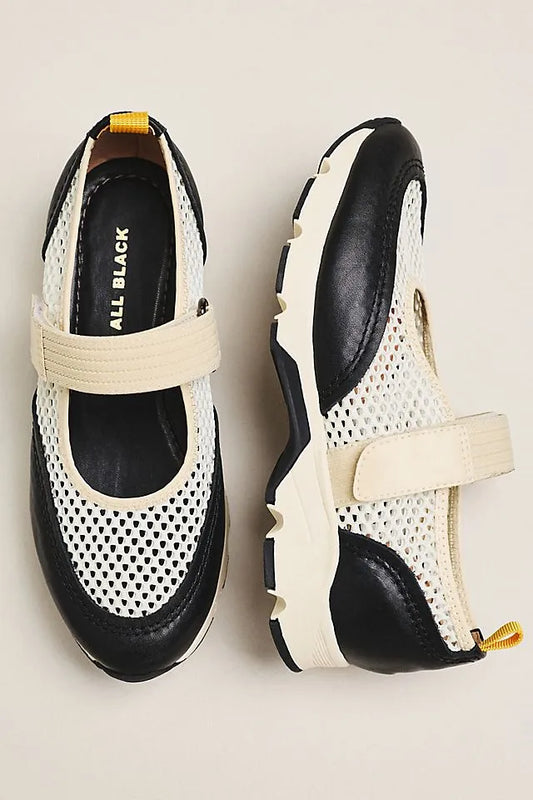 All Black Mesh Mary Jane Sneakers