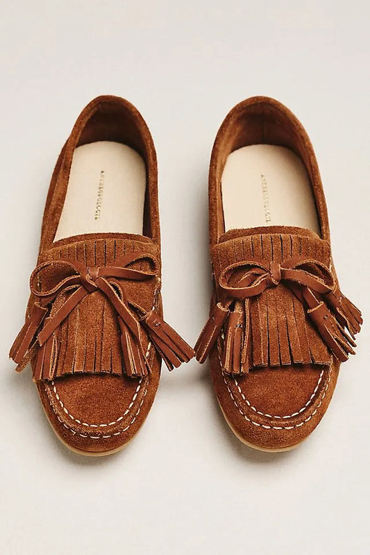 By Anthropologie Tassel Suede Moccasins
