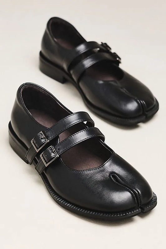 All Black Split-Toe Mary Janes