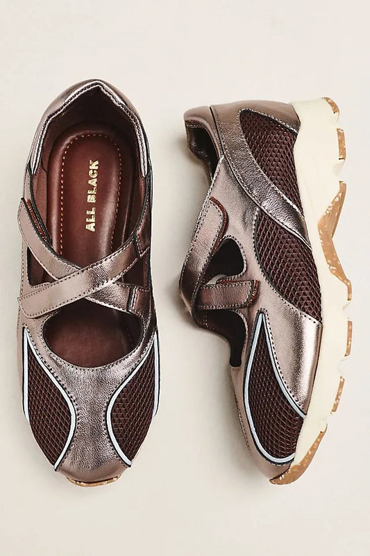 All Black Criss-Cross Mary Jane Flats