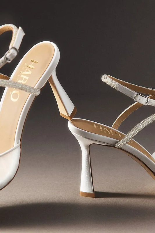 Harlo Georgia Crystal & Pearl Strap Pointed Toe Heels