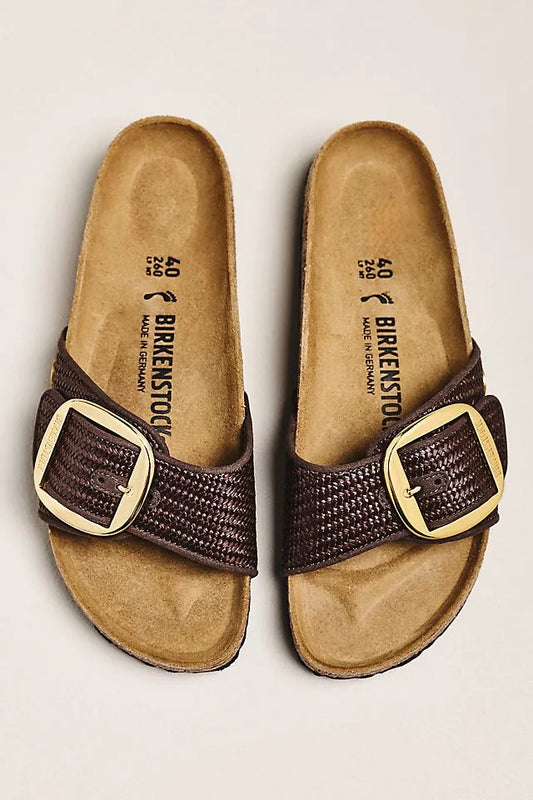 Birkenstock Madrid Big Buckle Raffia Sandals