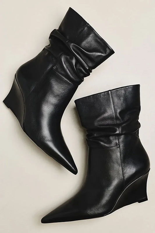 Black Suede Studio Nora 70 MM Wedge Boots