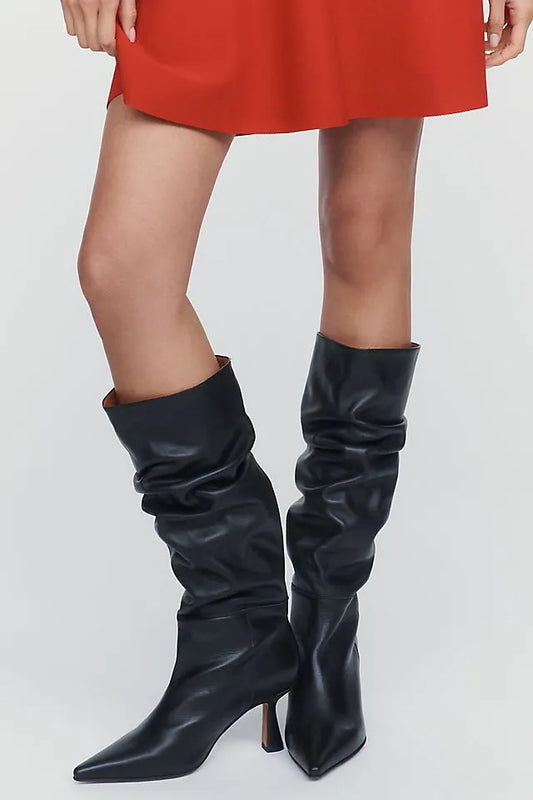 By Anthropologie Ruched Kitten-Heel Tall Boots