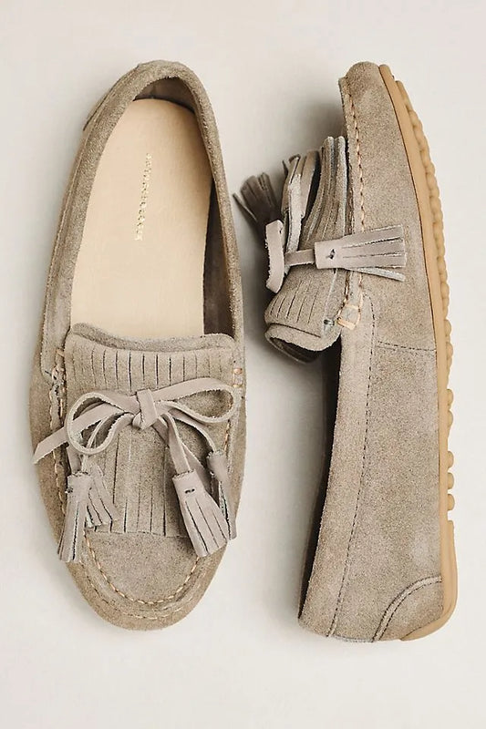 By Anthropologie Tassel Suede Moccasins