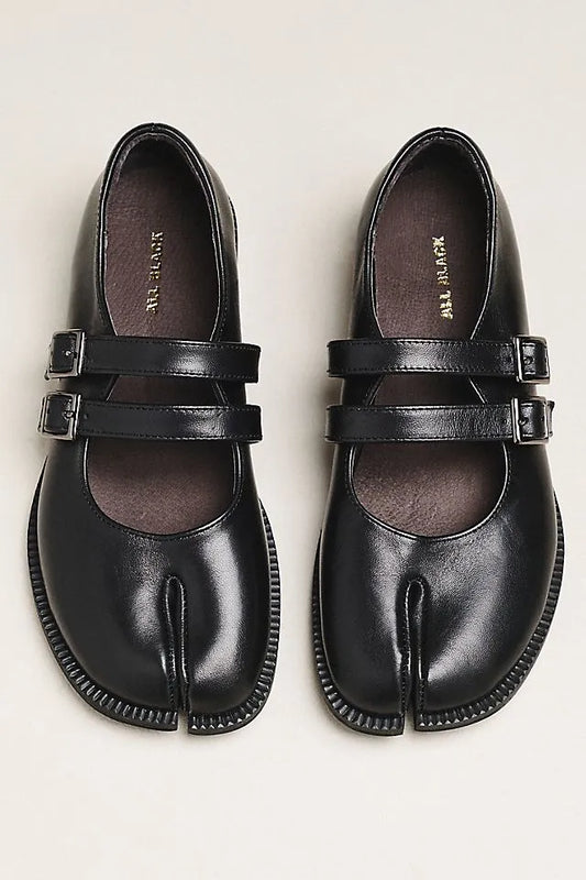 All Black Split-Toe Mary Janes